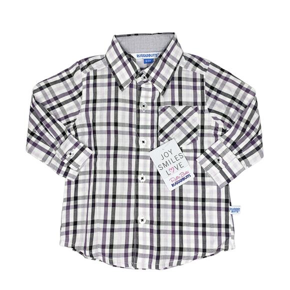 NWT Rugged Butts Checkered Long Sleeve Button Down Size 6-12 Months - Picture 1 of 5